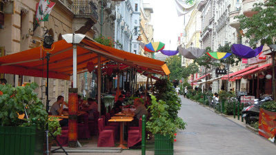 Restaurants along the quiet street