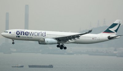 Cathay A-330 advertising OneWorld alliance