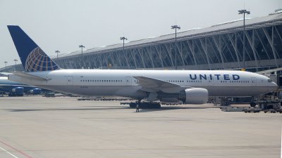 The 777 of combined United/Continental Airlines at PVG