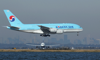 Korean A-380 landing in JFK.