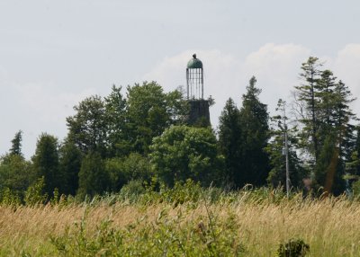 Pathetic Old Baileys Harbor light with its damaged lantern room.