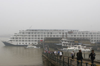 Here's the Emerald docked at Yueyang.  There was always a walk up to land - very basic docks in China!