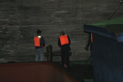 At night we went through the 3 Gorges Dam snugged up close to a tanker full of sand.  The ship was SO close.