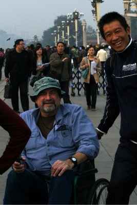 Tian. Sq. is huge. Shan Shan arranged a wheelchair/pusher for the day. Michael was worth every yuan he charged.