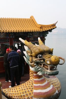 At the Summer Palace, we took the Dragon Boat to the other side of Lake Kunming.