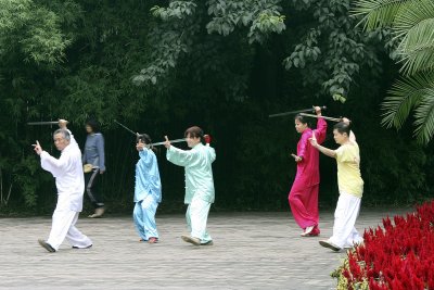 There were all sorts of activities going on at the zoo, including some kind of martial arts exercise!