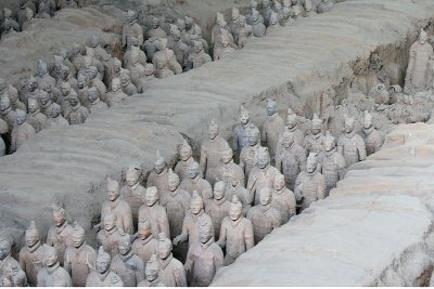 We flew to Xi'an. The next AM, we saw the terra cotta warriors.There are tons of them & each one is different.