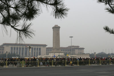 Tons of people were milling around Mao's mausoleum