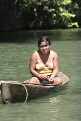Along the Rio Dulce, we passed a woman fishing.