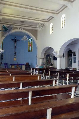 From where we docked (southern pier) it was a long walk to town (San Miguel). This is the church there.