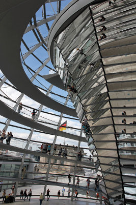 I had gotten reservations for entry into the dome of the Reichstag building. You walk up a spiraling ramp to the top.