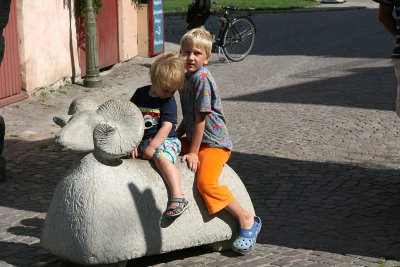Rams are the symbol of Visby.  After seeing around 8, I stopped counting. Later I saw a whole truckload go by!