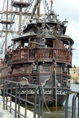 Pirate ship docked beside Zegluga boats