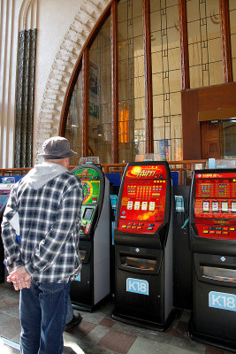 Howard found slot machines in the station.  (He looked but didn't play.)