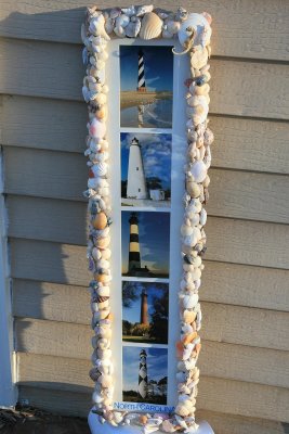 Shells glued to picture frame