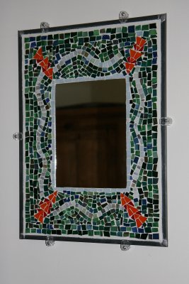 Stained glass mosaic mirror