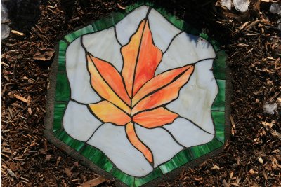 Stained glass mosaic stepping stone