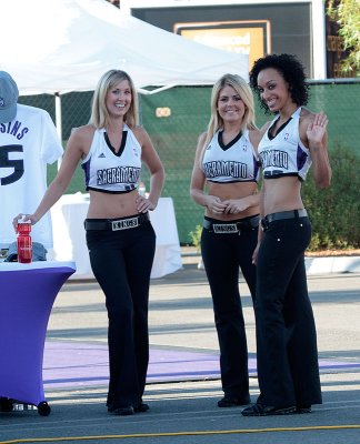 Three young ladies representing the Sacramento Kings