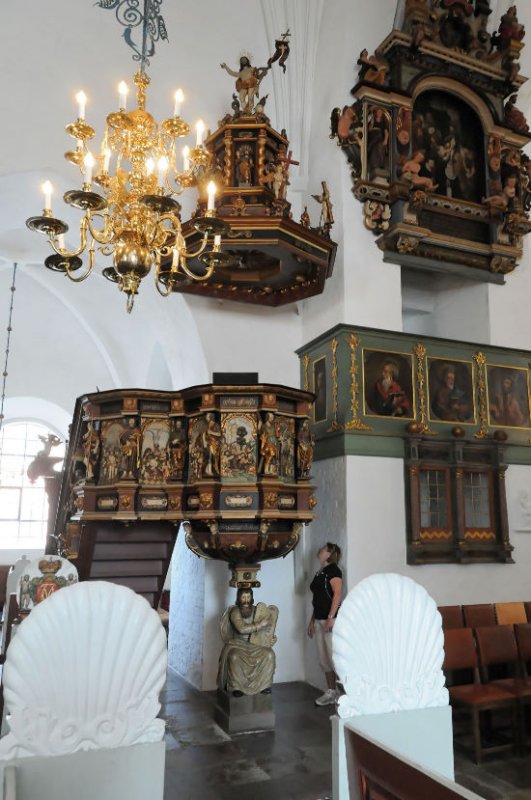 Brenda and Moses with the ornate pulpit