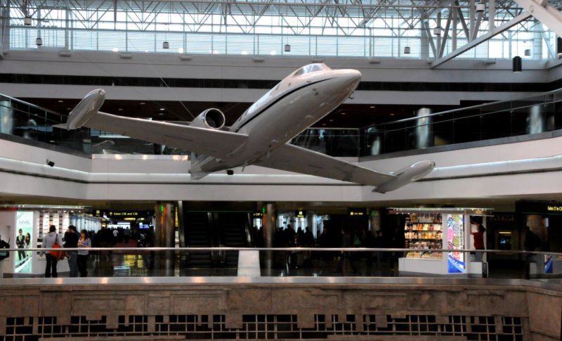 Flying through Concourse C in Denver International Airport