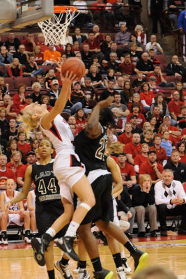 Janel's shot being effected by a bit of contact