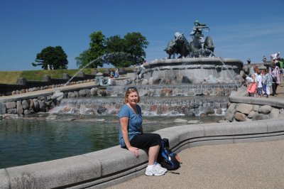 Brenda at a fountain
