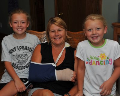 Brenda's helpers after carpal tunnel surgery