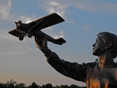 Statue on top of Compass Hill, Oshkosh Airport