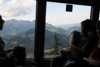 Riding a bus up to the Eagles Nest (Austria in the background)