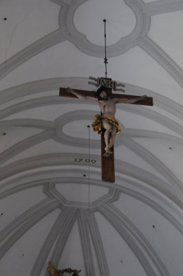 Crucifix and 1700 date in church