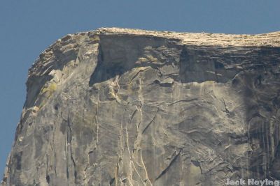Close up of Half Dome. The Diving Board area is casting the upper shadow