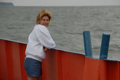 Brenda on the ferry