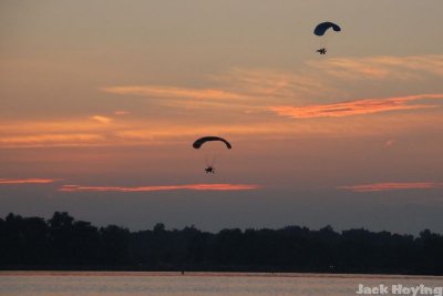 Powered parachute at sunset