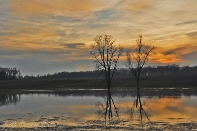 Sunset of the flooded Loramie Creek