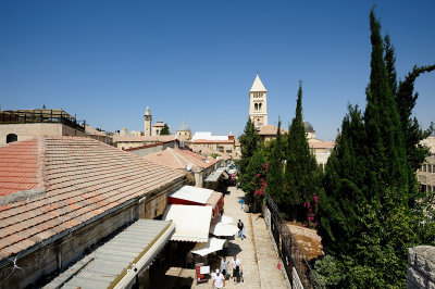 Jerusalem, rooftop view on Muristan Rd. and Church of the Redeemer