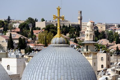 Jerusalem, cross on top of the Church of the Holy Sepulchre