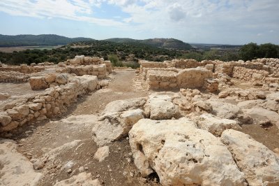 Khirbet Qeiyafa - view of archeological site and western gate