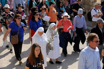 Catholic nuns in Palm Sunday procession