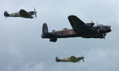 Spitfire Mk Vb, Lancaster Phantom of the Ruhr, and Spitfire 11a of the BOB Memorial Flight.