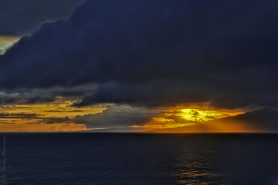 Oahu and Molokai from Maui at Sunset
