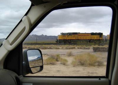 Pacing UP train in Mojave National Park. 3-18-06