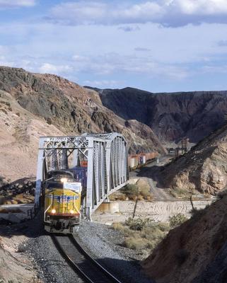Westbound at second Mojave River crossing in Afton Canyon. 3-06