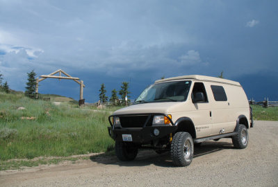An afternoon thunderstorm building near Telluride. The van is still clean!