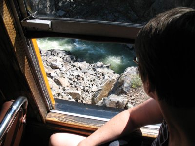 Kelly looks down on the Animas River.