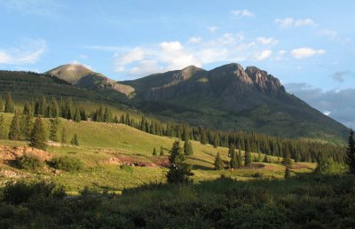 Morning light on the peaks around Molas Lake.
