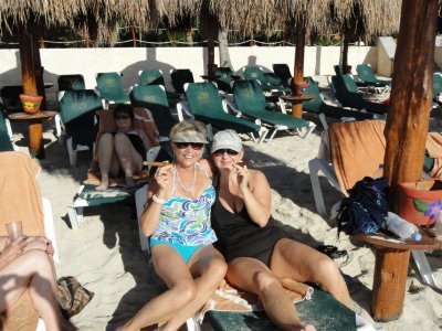 Bev & Karen Smoking cigars