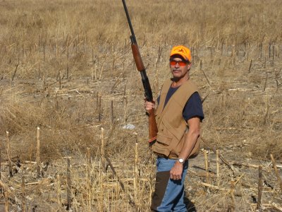 Randy walking a field