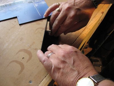 Applying rubber base to the platform