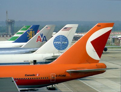 LGW  747   tail lineup in 1980