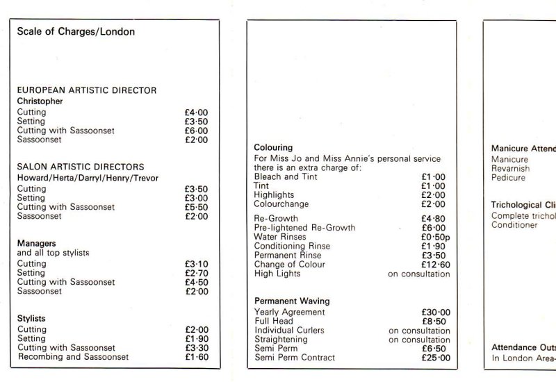 Price list for 1973